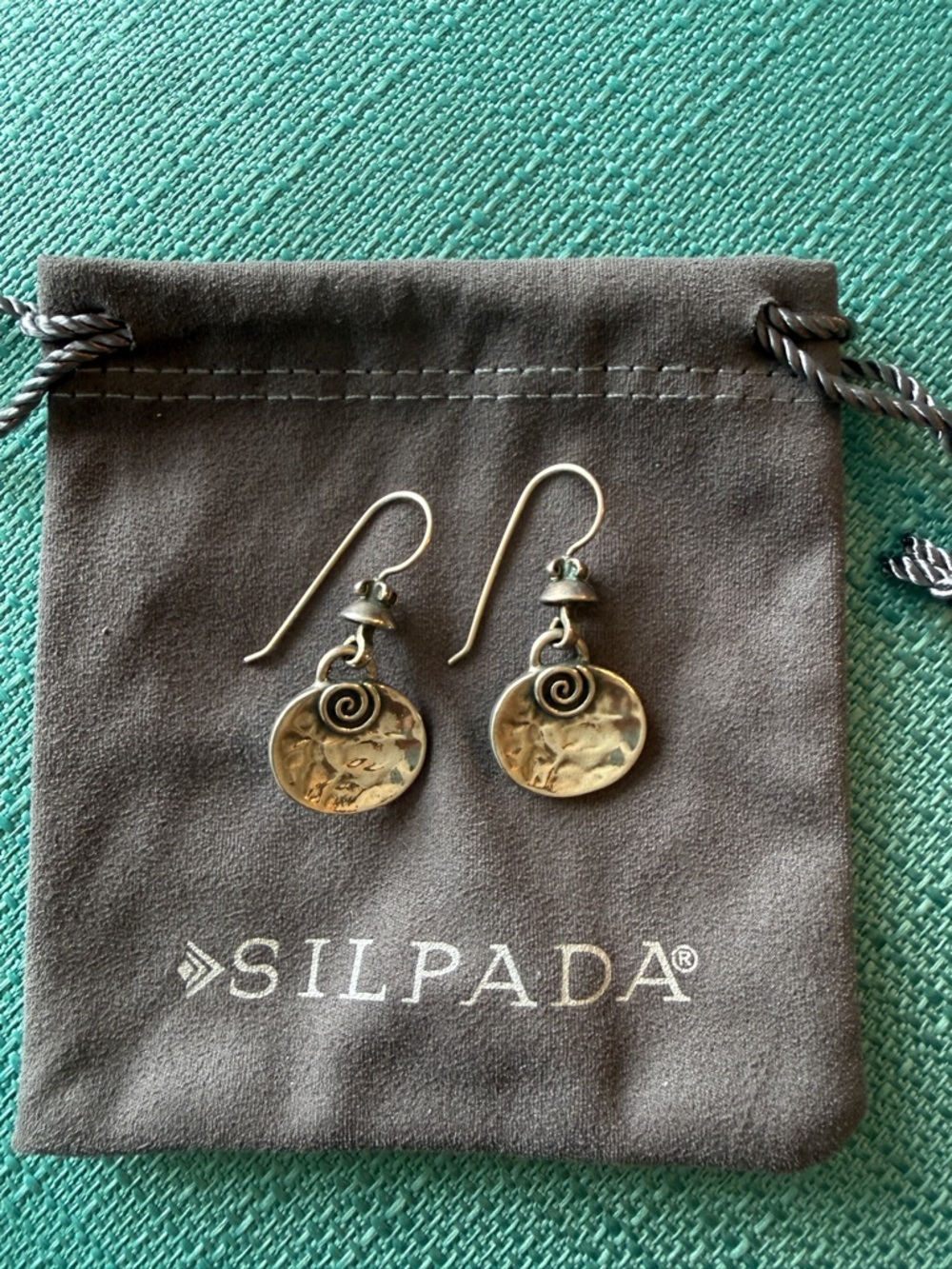 Silpada Sterling Silver Hammered Disc Dangle Earrings